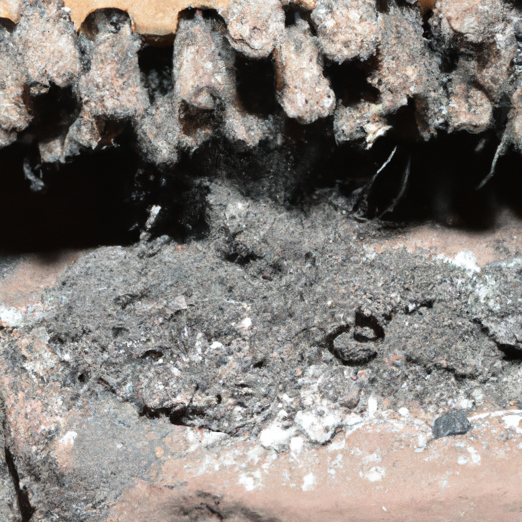 Creosote removal tool inside a chimney, close-up